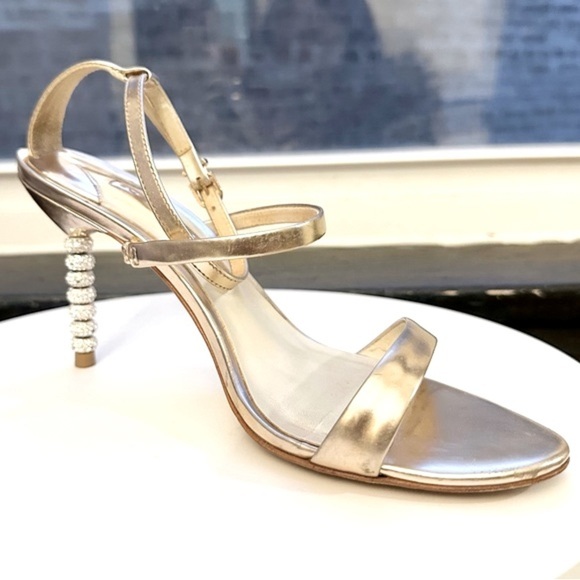 🌺SOPHIA WEBSTER🌺 Rosalind Metallic Crystal-Heel Sandals size 37 - Picture 10 of 17